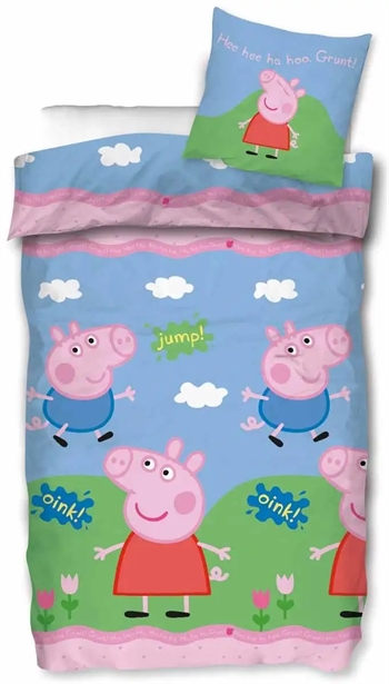 Billede af Junior sengetøj - 100x140 cm - Gurli gris & Gustav gris - 100% bomulds sengesæt hos Shopdyner.dk